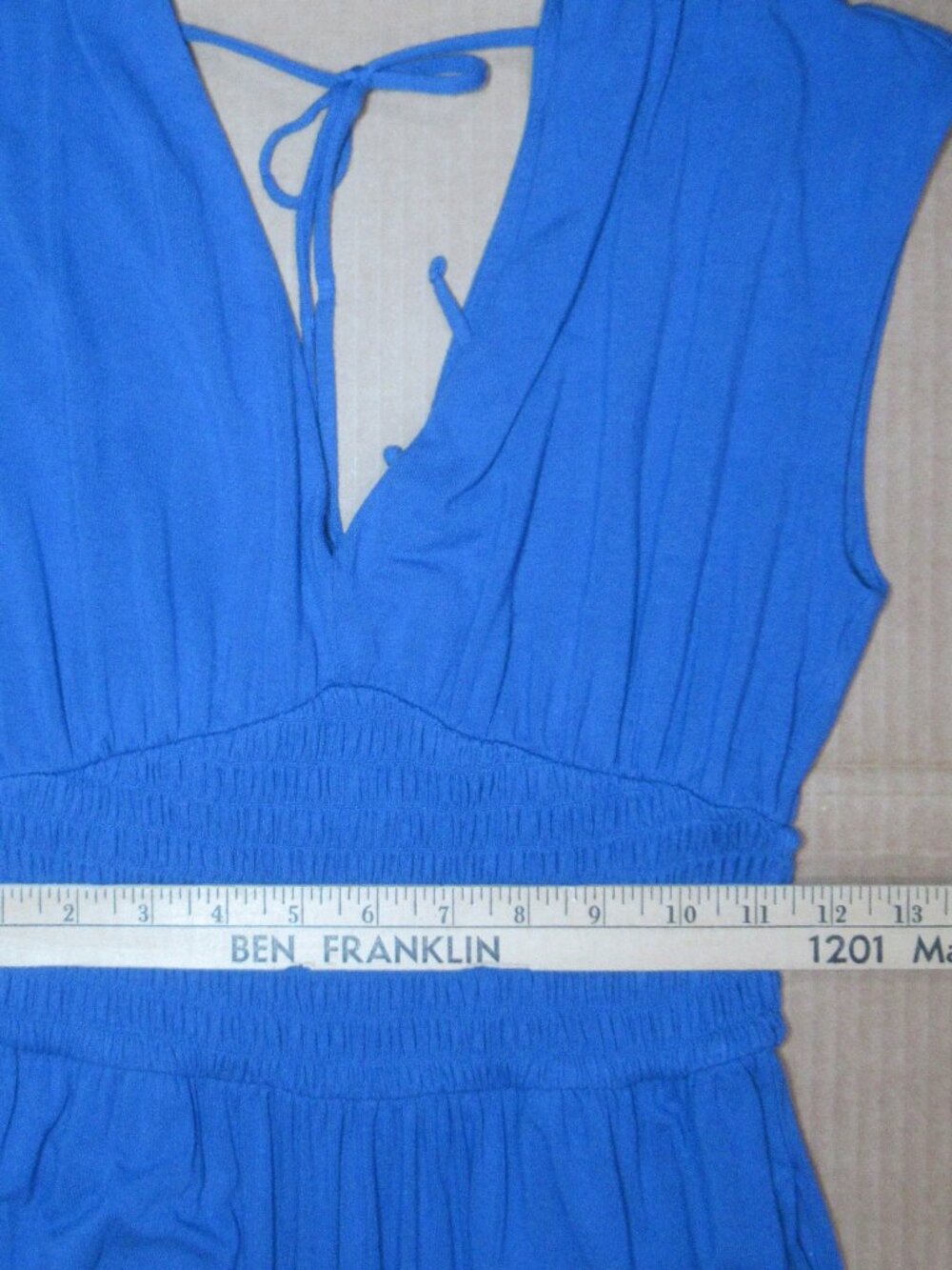 Old Navy Blue Sleeveless V-Neck Smocked Waist Jumpsuit | XS - Picture 8 of 15